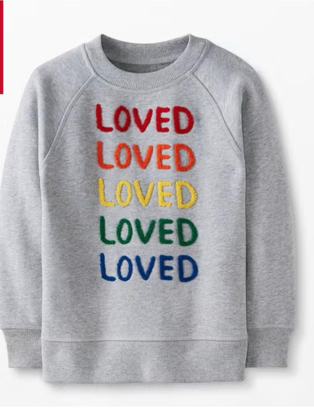 Hanna Andersson Gray Sweatshirt with Rainbow "LOVED" Embroidery
